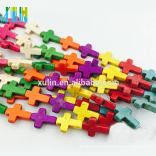 Hot sale Fashion Mixed Colorful Natural Turquoise Cute Cross stone